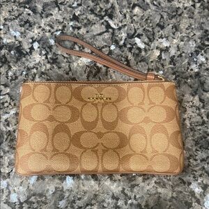 Coach Brown Signature Wristlet
